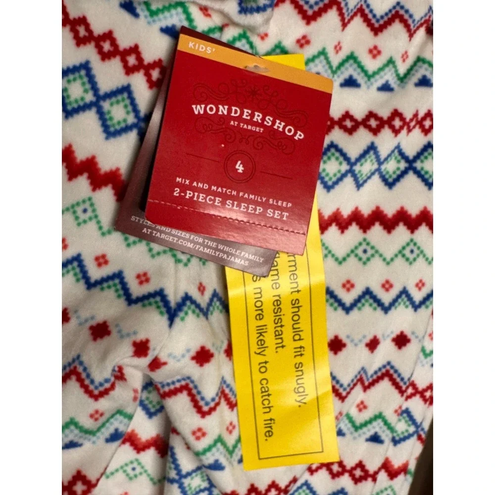 Wondershop Kids Fair Isle‎ Pajama Set Size 4 NWT Christmas Sleep